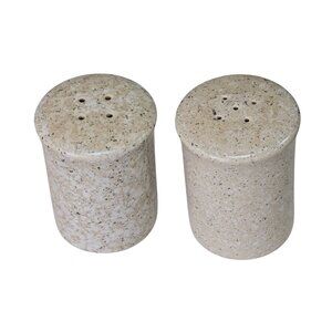 Vintage Ceramic Salt & Pepper Shakers Japan Granite Look Speckled Tan & White